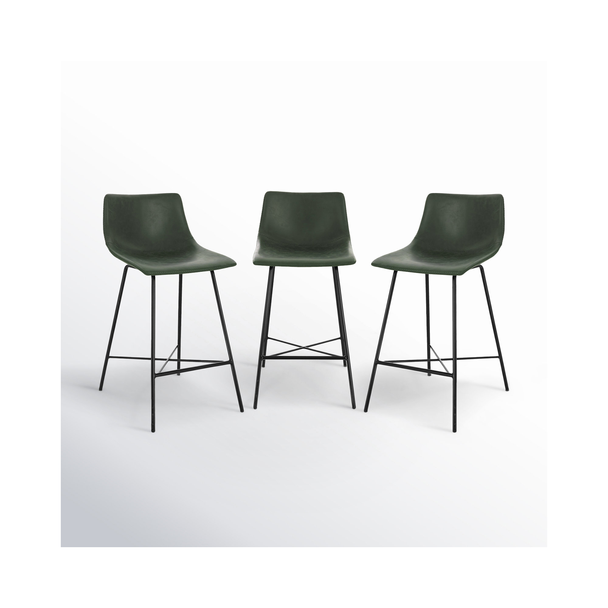 Paxton Leatherette Stool, Ivy Green