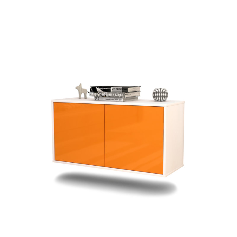 Tusculum Unfinished Floating TV Stand, Orange