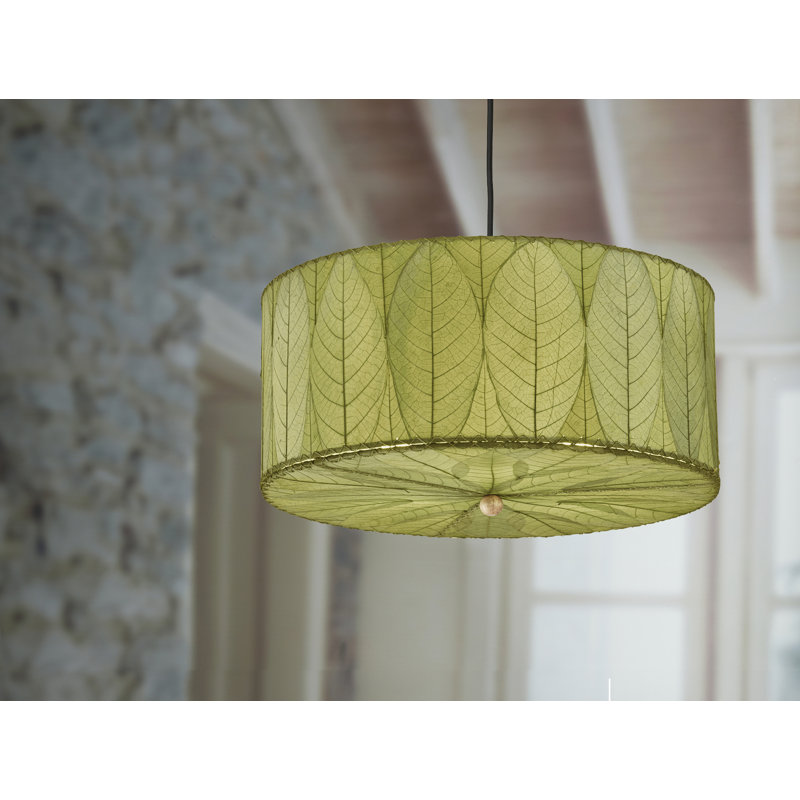 Quintan 3 - Light Drum Chandelier, Green, 10"H  x 24" W
