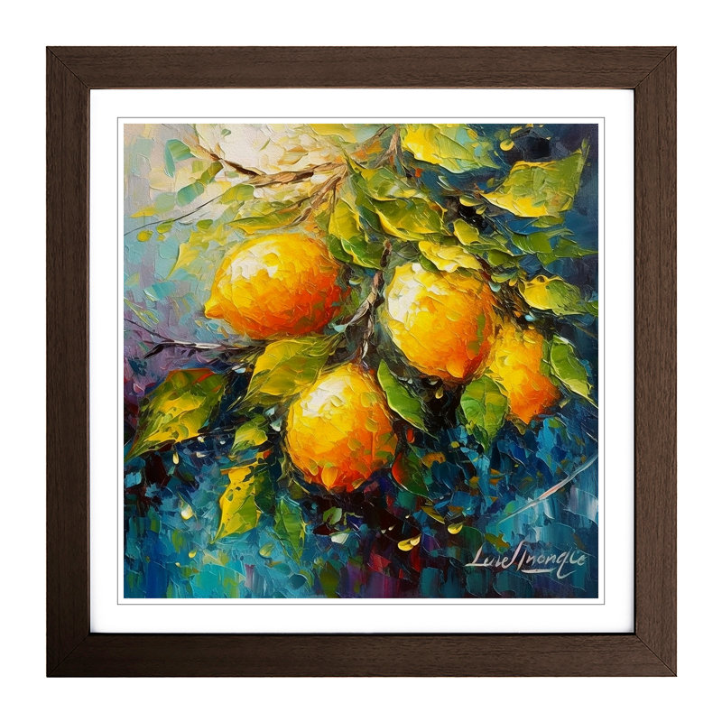 Lemon Fruit Neo-Impressionism - Framed Print, Walnut Framed
