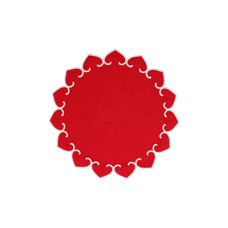 Tessuti Round Placemats With Stitching, Red/White