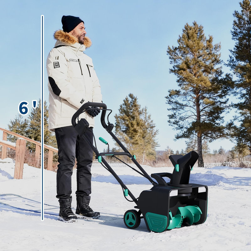Corded Electric Snow Blower with Dual LED Lights, 180° Chute for 25FT Throw, Clears 12-Inch Snow Heavy-Duty Blowing Machine for Ice Removal from Driveway, Sidewalk, and Walkway