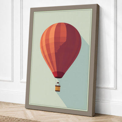 Hot Air Balloon Rising Geometric - Wrapped Canvas