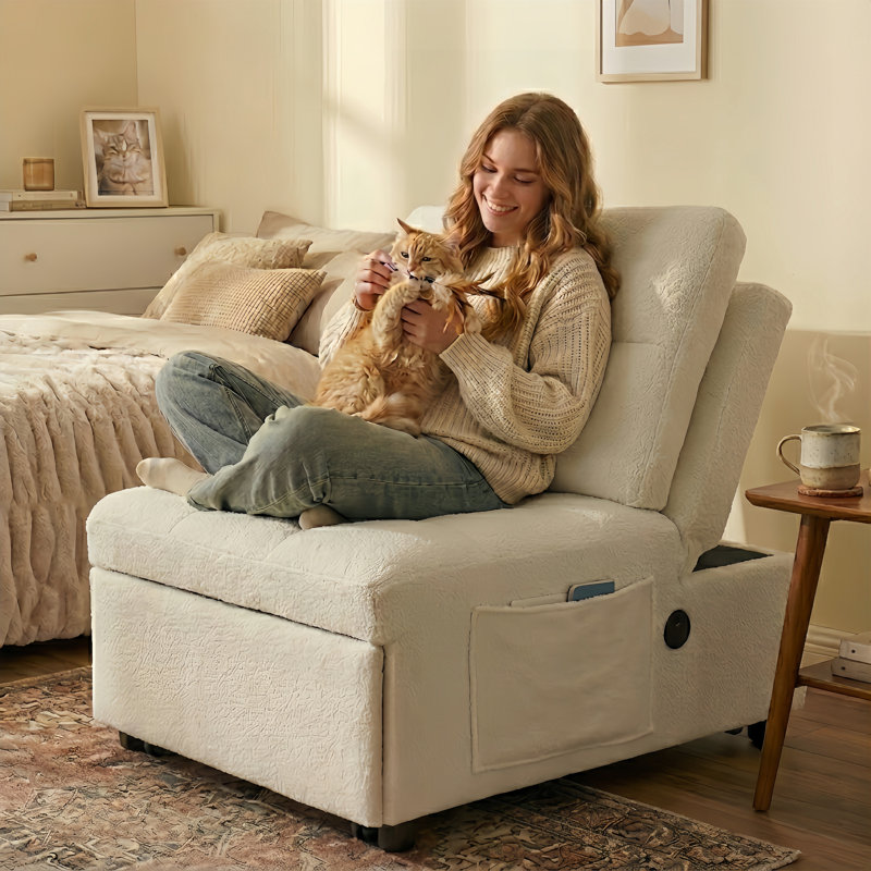 75" Modern Convertible Sleeper Sofa Bed with Adjustable Backrest
