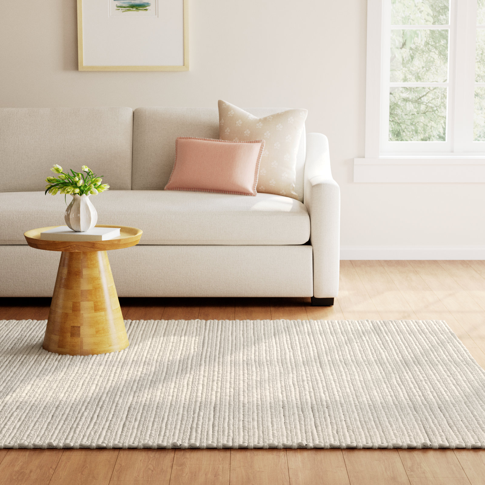 Rosemead Handmade Ivory Rug, Rectangle 6' x 9'