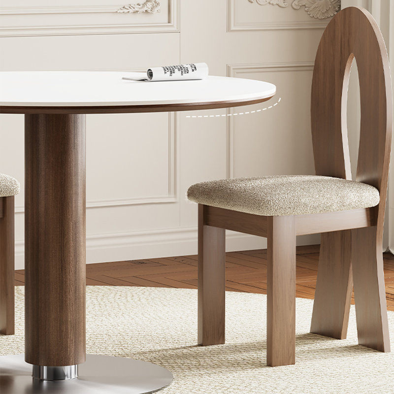White Brown Sintered Stone Ash Iron Dining table, 29.53"H x 39.37"L x 39.37"W
