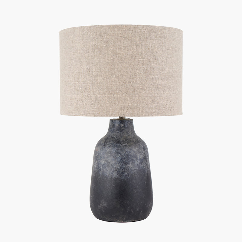 Ceramic Table Lamp, 21.26" H x 13.75" W x 13.78" D, Beige, Linen