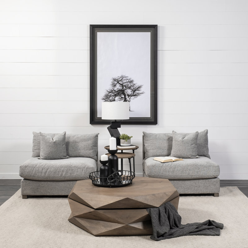 Ensemble de canapé modulaire 3 pièces (avec 2 repose-pieds) Oharare, Gris moyen