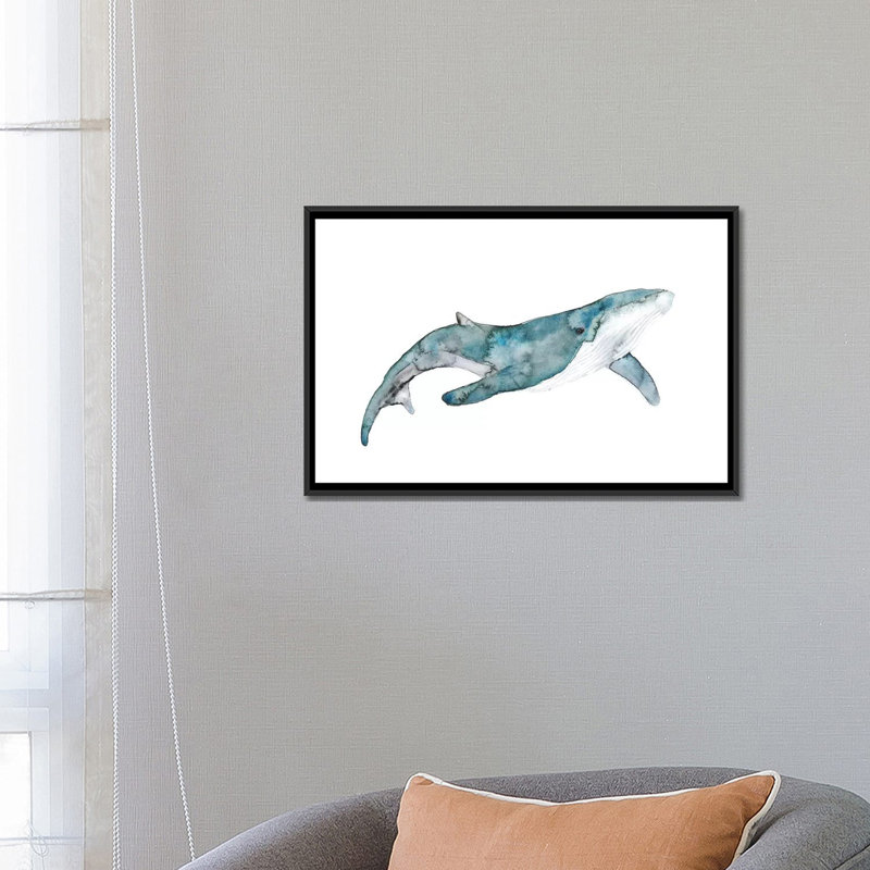 Art de baleine, Toile avec cadre noir, H 26 po x l 18 po x 1,5 po