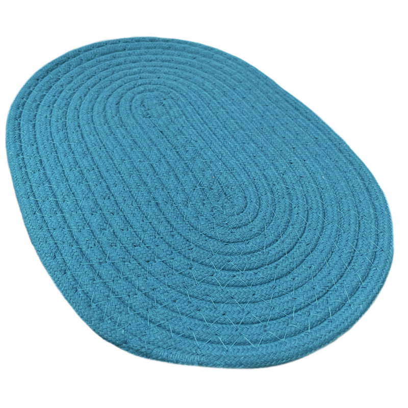 Cotton Oval 4 Piece Trivet Set, Blue