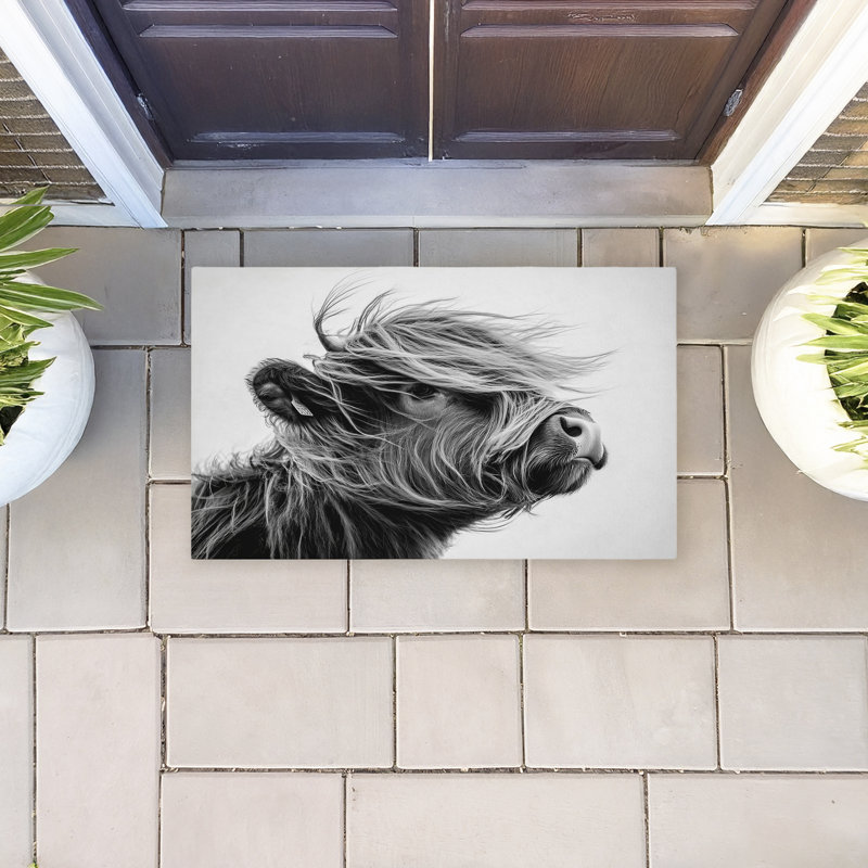  Beau tapis de porte antidérapant à séchage rapide Windblown Highland 18 po x 30 po, Beau soufflé au vent