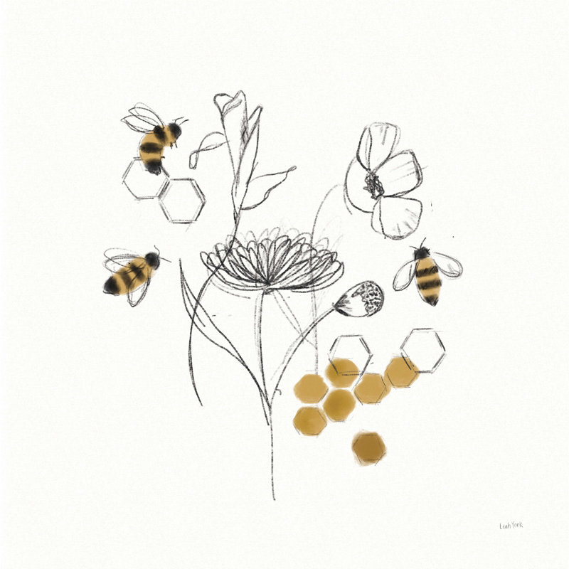 Abeilles et plantes V, H 30 po x l 30 po x P 1,25 po