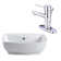 Ceramic Rectangular Vessel Bathroom Sink with Faucet and Overflow