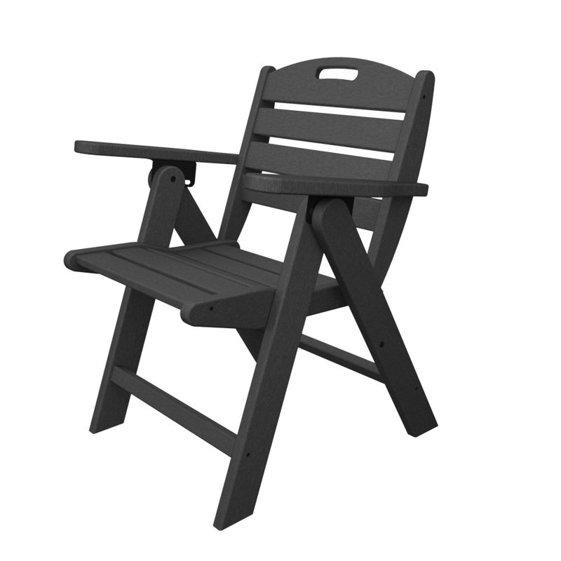POLYWOOD Nautical Folding Lowback Chair, Slate