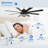 72" Modern Large Black Ceiling Fan with Dimmable LED Light and Remote Control DIY Shade 6-speed Reverisble Blades-5390699
