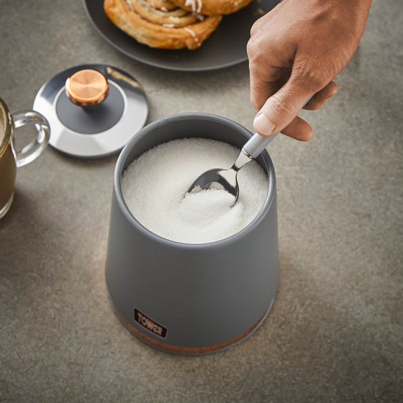 Tower Cavaletto Bread Bin and Set of 3 Canisters for Coffee/Sugar/Tea 1.5L