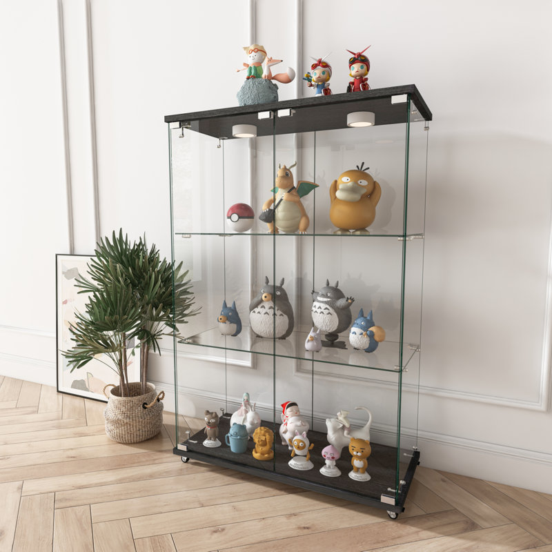 Armoires spacieuses en porcelaine moderne avec verre trempé et lumières à DEL pour la maison