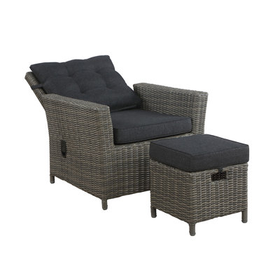 Wicker Outdoor Lounge Chair with Ottoman