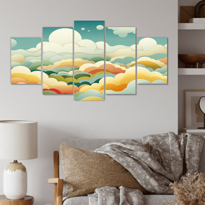 Bleu et jaune, motif de ciel minimaliste - toile d'art mural multipanel