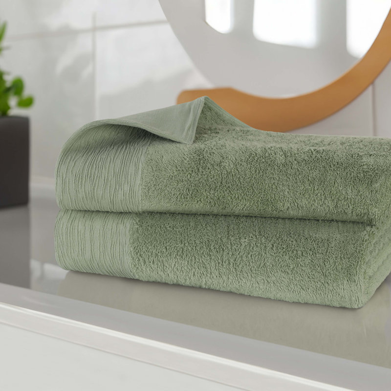 Ensemble de serviettes en rayonne de bambou et en coton mélangé hypoallergénique, Vert, Draps de bain - paquet de 2