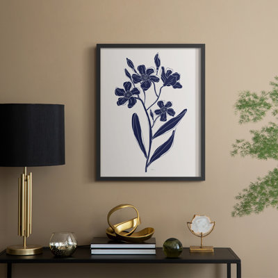 Indigo Botanical Study II, reproduction encadrée - bois massif