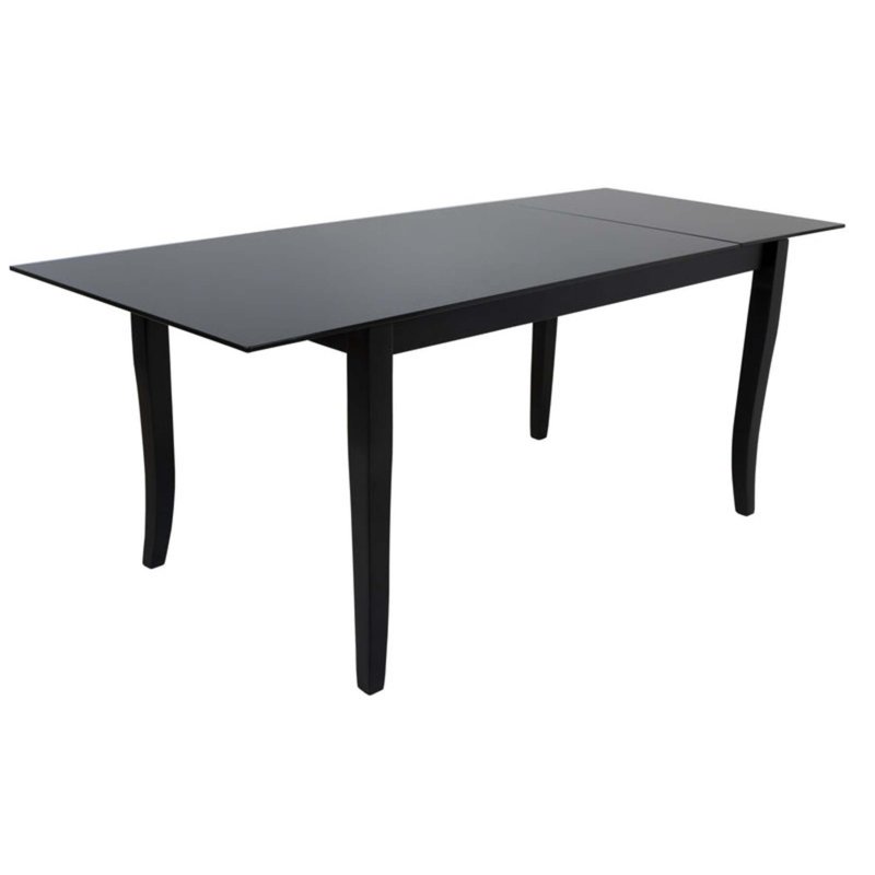 Beachley Extendable Glass Top Dining Table, Black