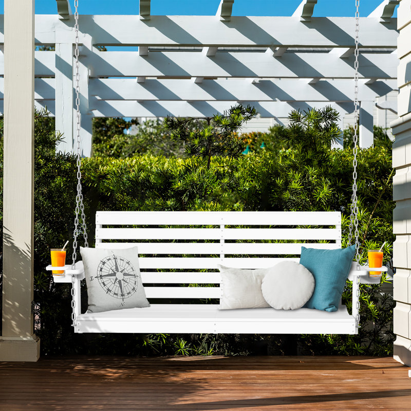 4 FT HDPE Outdoor Porch Swing for 2 People – Heavy-Duty Hanging Bench with 660 lbs Capacity, Weather-Resistant Garden Swing for Patio, Balcony, or Tree