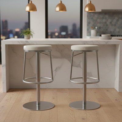 Alfonz Swivel Yes Bar Stool with Stainless Steel Frame