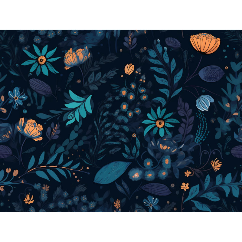 Machine Printed Comforter, Twin Comforter, Black/Navy Floral