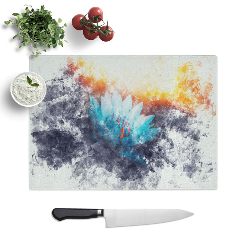 Tempered Glass Lotus Flower Chopping Board, 20 cm x 28.5 cm