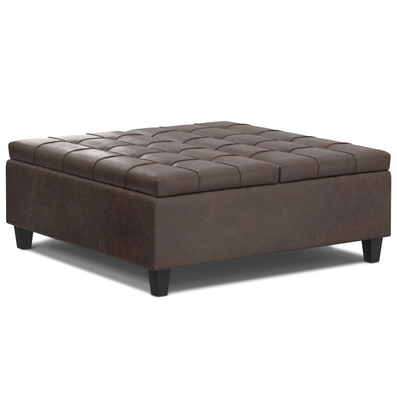 Table basse avec repose-pieds Harrison, Brun délavé, H 16,5 po x L 40 po x l 40 po
