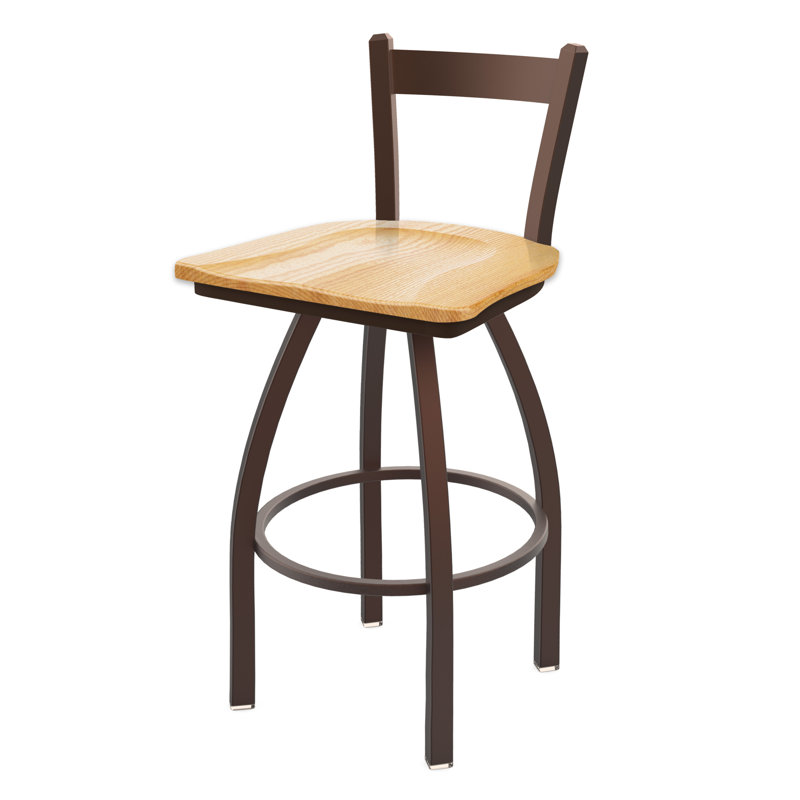 821 Catalina Low Back Swivel Counter Stool, Bronze, Wood-Natural Oak, Bar Stool ( 30" Seat Height)
