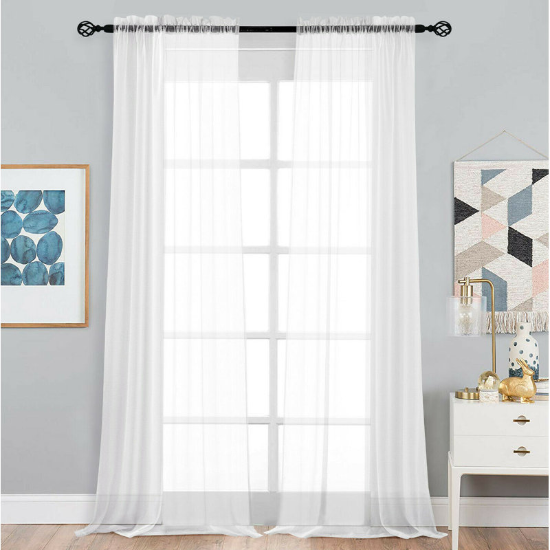 Rideaux transparents avec passe-tringle Dima, Blanc, l 52 po x L 95 po