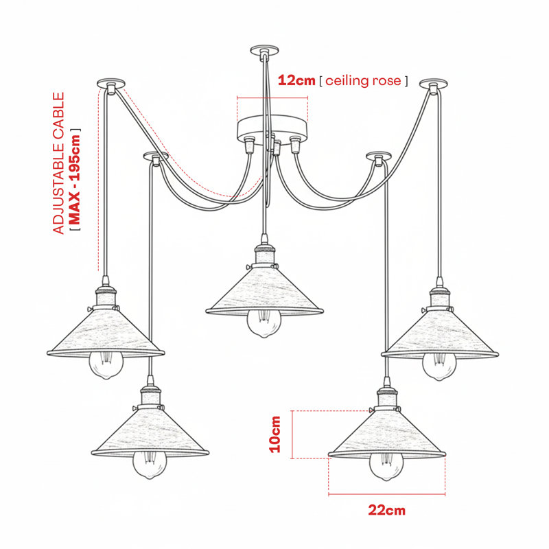 Amyanne 5 - Light Kitchen Island Pendant, Copper