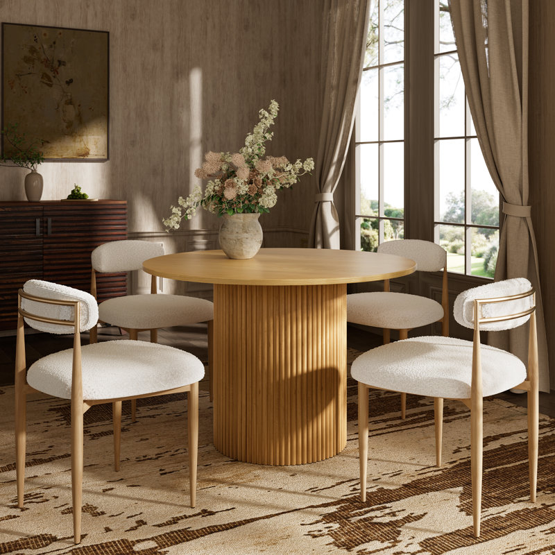 Modern 47" Round Dining Table with Fluted Pedestal Base, Versatile and Elegant Dining Table, Natural