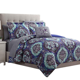Ensemble d'édredon réversible en microfibre bleu