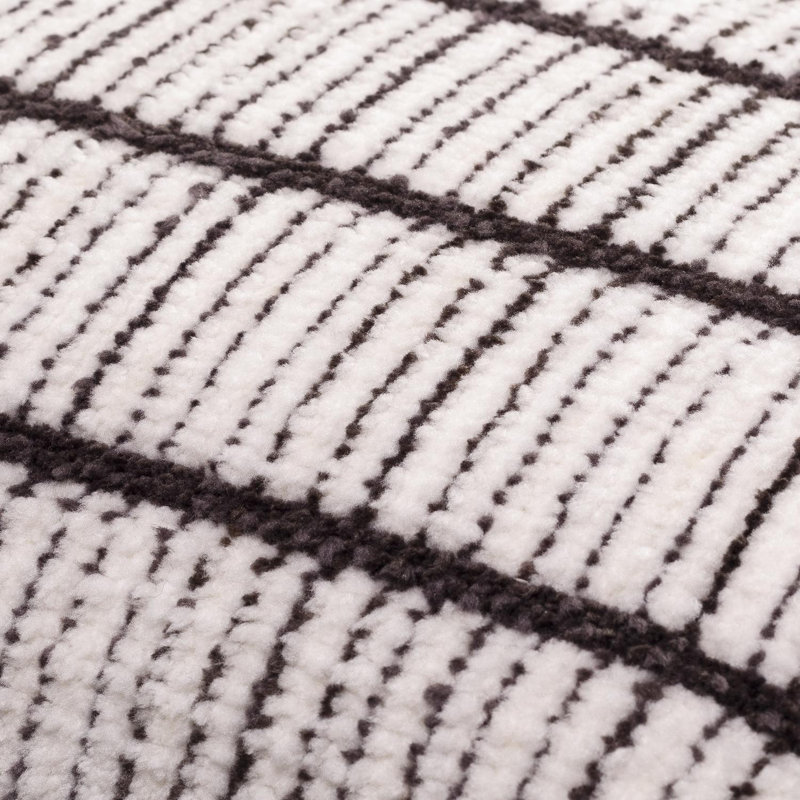 Wanderer Plaid Reversible Throw Pillow, Down, 20" x 20", Dark Charcoal