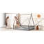 Lit double avec barrière de sécurité, barrière de sécurité, porte, lattes de chambre grises, structure de tente, installation-445994816-445994820