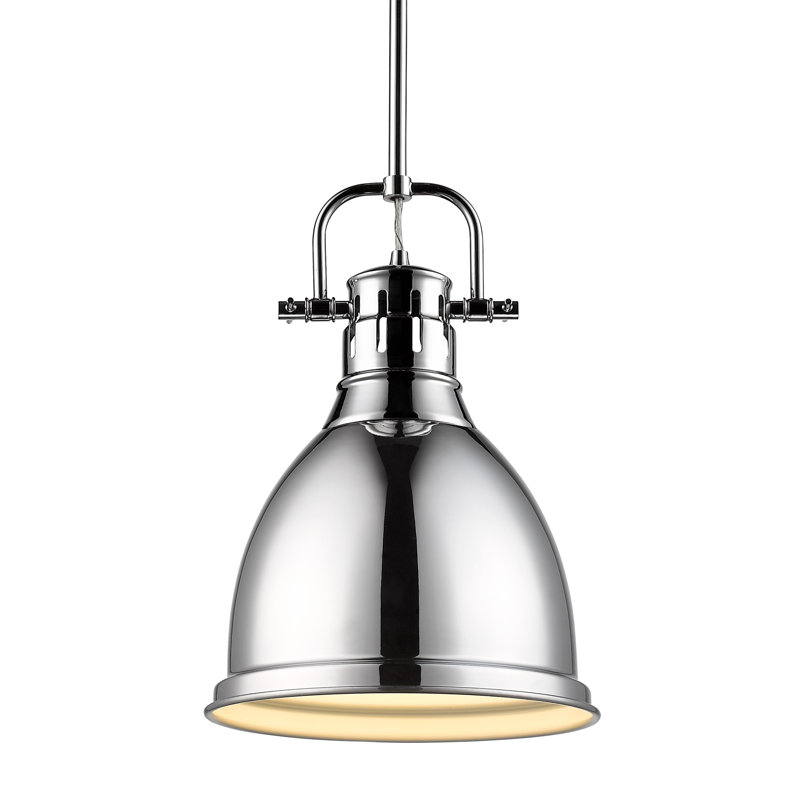 Luminaire suspendu unique / remarquable à 1 lumière Ruthie sans accents de matériau secondaire ou d'accent, Chrome, Chrome