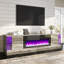 Meuble télé avec foyer 80 po avec foyer, grain de bois moderne ultrabrillant, gris-103528860-102051190