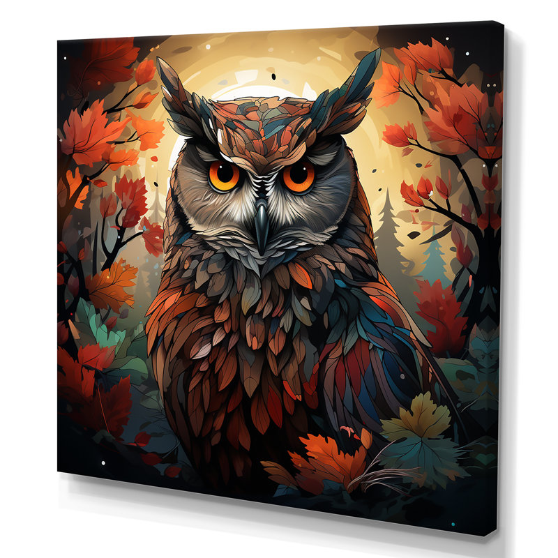 Mysterious Owl Forest III - Art mural hibou, Toile tendue, H 30 po x l 30 po x P 1,5 po