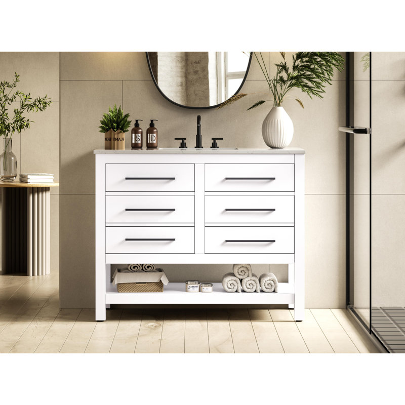 Meuble-lavabo simple 42 po_Moderne_VF60542, Blanc