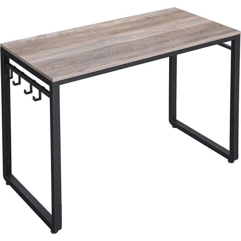 Bureau en noyer avec 8 crochets, H 29,5 po x l 39,4 po x P 19,7 po, Gris / noir