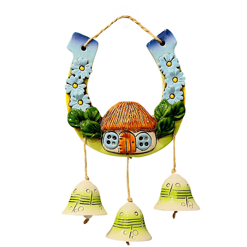 Flowers And Bells Ceramic Horseshoe Charm