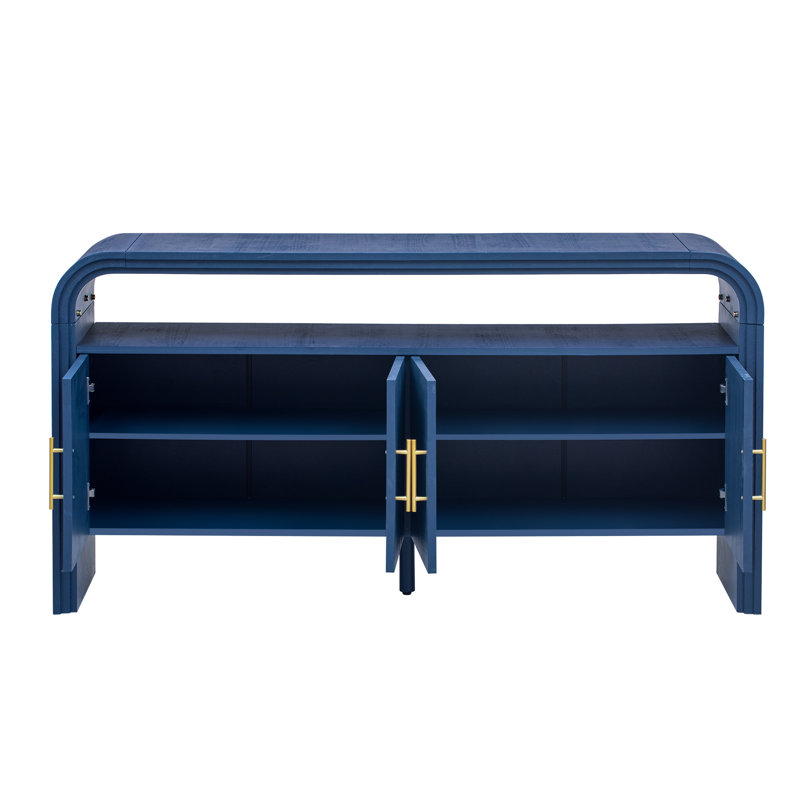 Armoire de rangement, buffet avec placage de sapin traité, bleu marine, H 31,5 po x l 59,8 po x P 15,7 po, Bleu