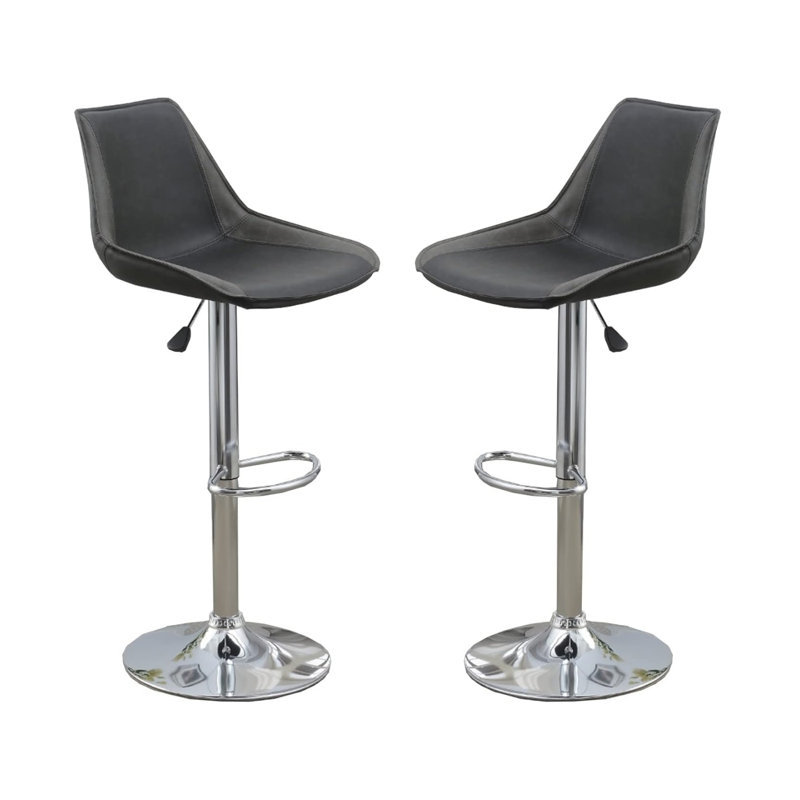 Tabouret de bar moderne de style tabouret réglable avec revêtement en similicuir et base chromée, parfait pour recevoir vos invités avec style.