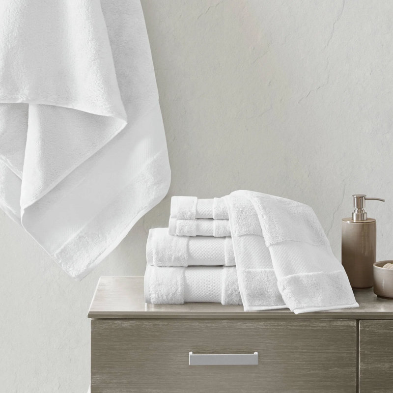 Ensemble de serviettes surdimensionnées 100% coton Turkish, Blanc, Ensemble de serviettes 6 pièces
