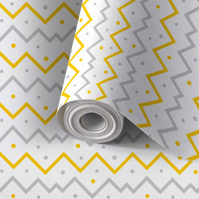Papier de contact à peler et coller avec papier adhésif rayé jaune et blanc sans soudure 24 po x 118 po (auto-adhésif et amovible)