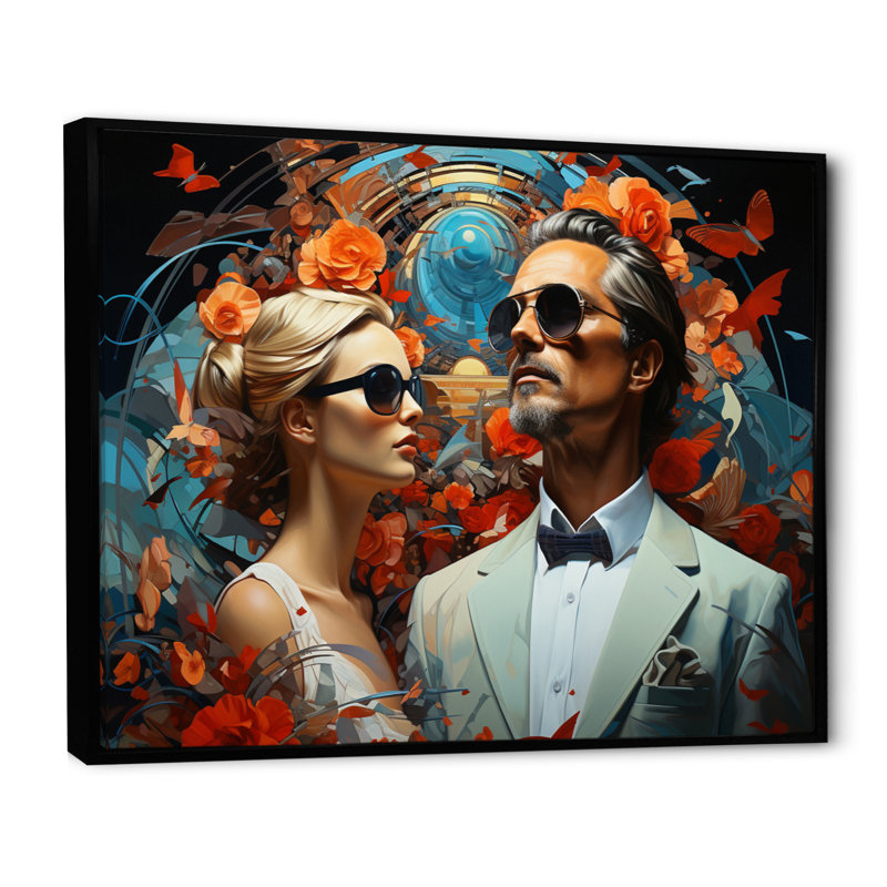 Surrealism Galas Dream Portraits - Surrealism Wall Decor, H 34 po x l 44 po x P 1,5 po, Cadre flottant noir