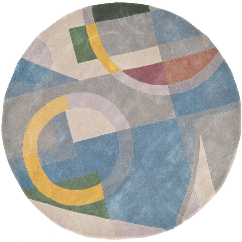 Charbonneau Drive Hand Tufted Wool Abstract Rug, Round 7'9"